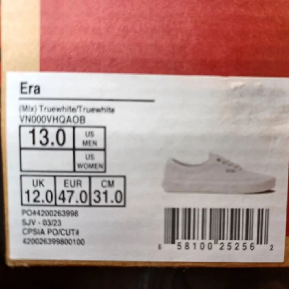 Vans Men's 13 Era Mix True White /True White Classic Canvas VN000VHQAOB